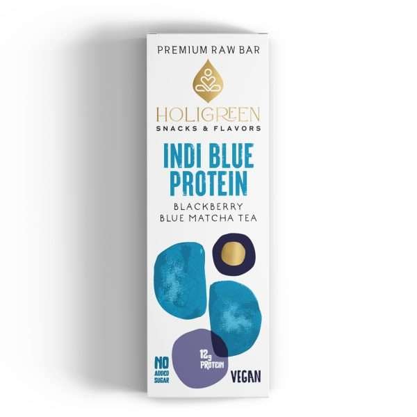 Holigreen Χειροποίητη Μπάρα Indi Blue Protein Raw,60gr